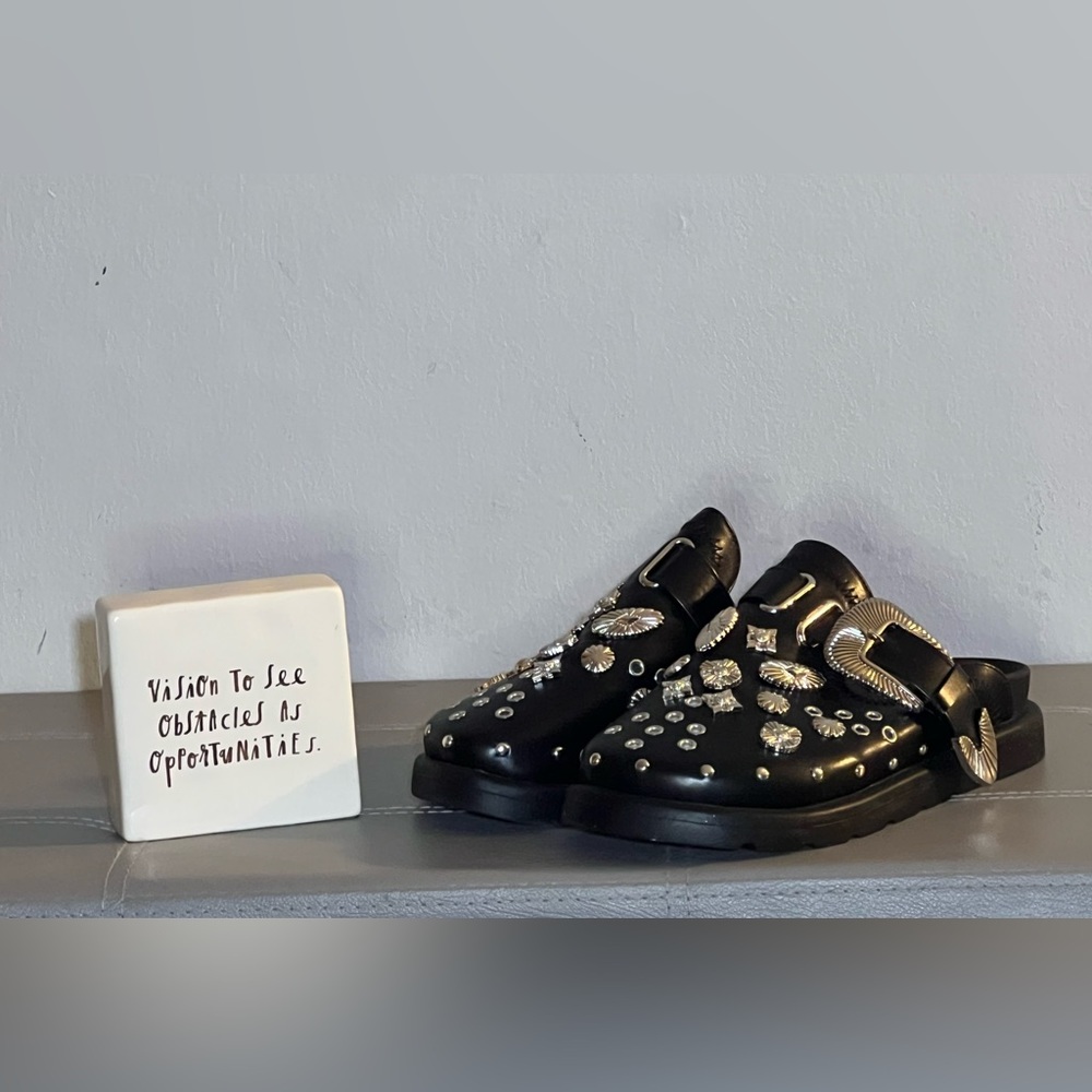 Embellished Leather Clogs